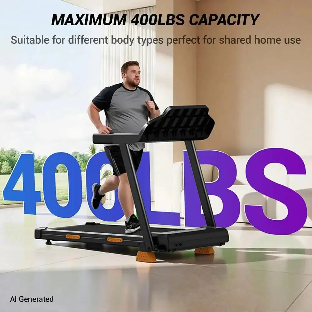 Compact Incline Treadmill with 3 LED Display, Foldable Walking Pad and 400LBS Capacity