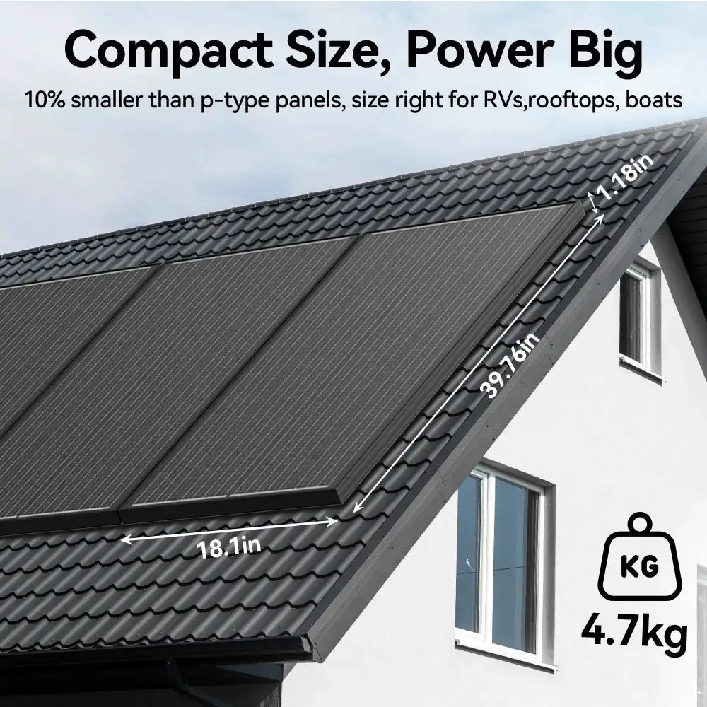 RVPOZWER 12.8V 100W Rigid Solar Panel 18BB N-Type Solar Cells Monocrystalline Silicon Waterproof Solar Panel Camping/Home/RV