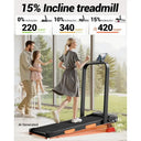 Fifteen Percent Incline Treadmill 2.5HP Brushless Portable Remote