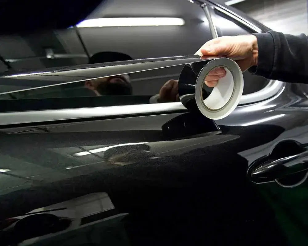 Black Glossy Vinyl Wrap Tape For Car Trim Protection