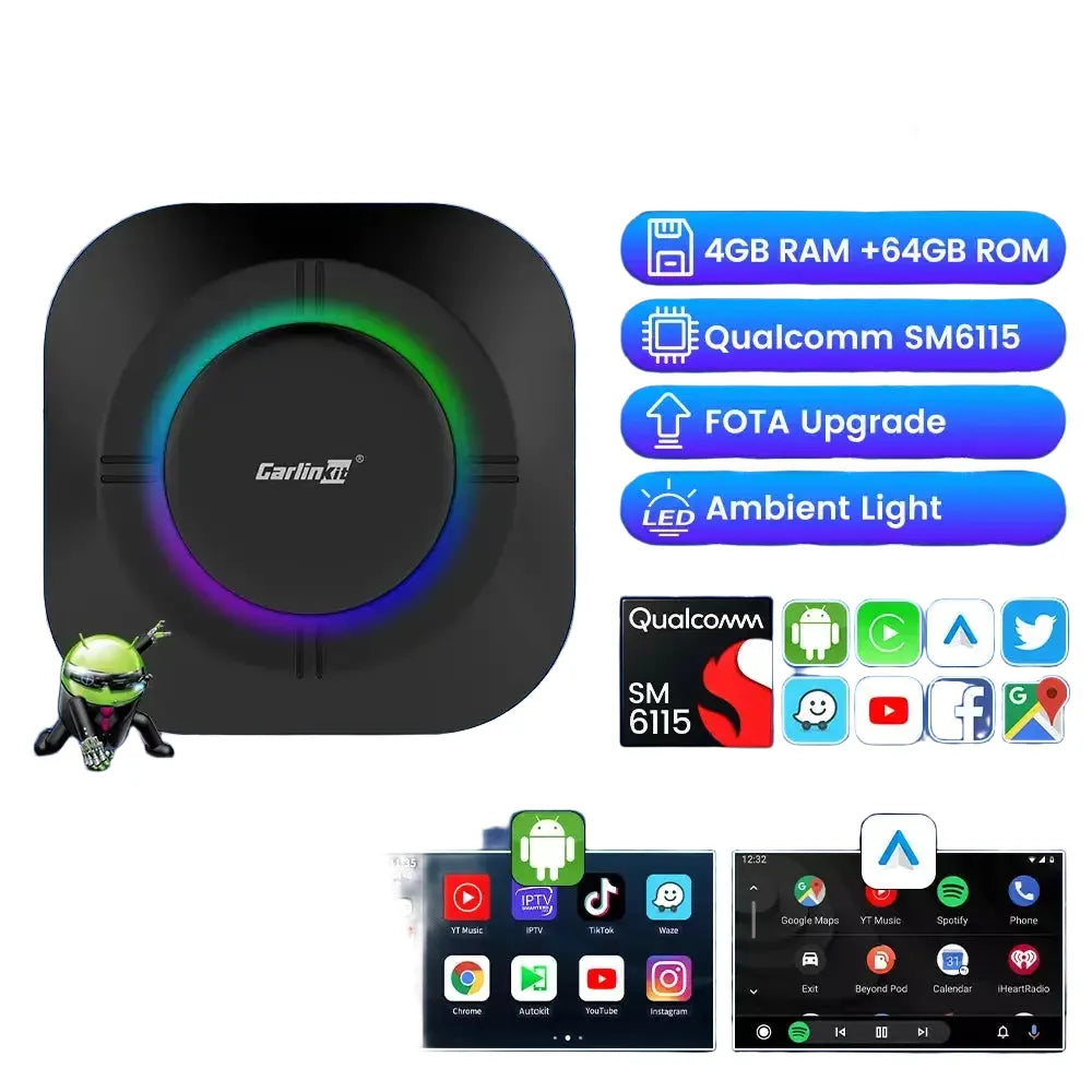 Wireless CarPlay Android Auto Adapter carlinkit led ai box — product view 1