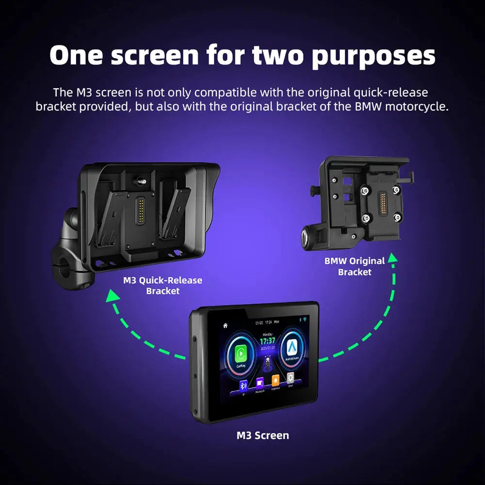 EKIY 5.0" For BMW R1200GS R1250GS Wireless CarPlay Moto Android Auto Portable Digital Motorcycle Dashboard GPS Navigation Screen