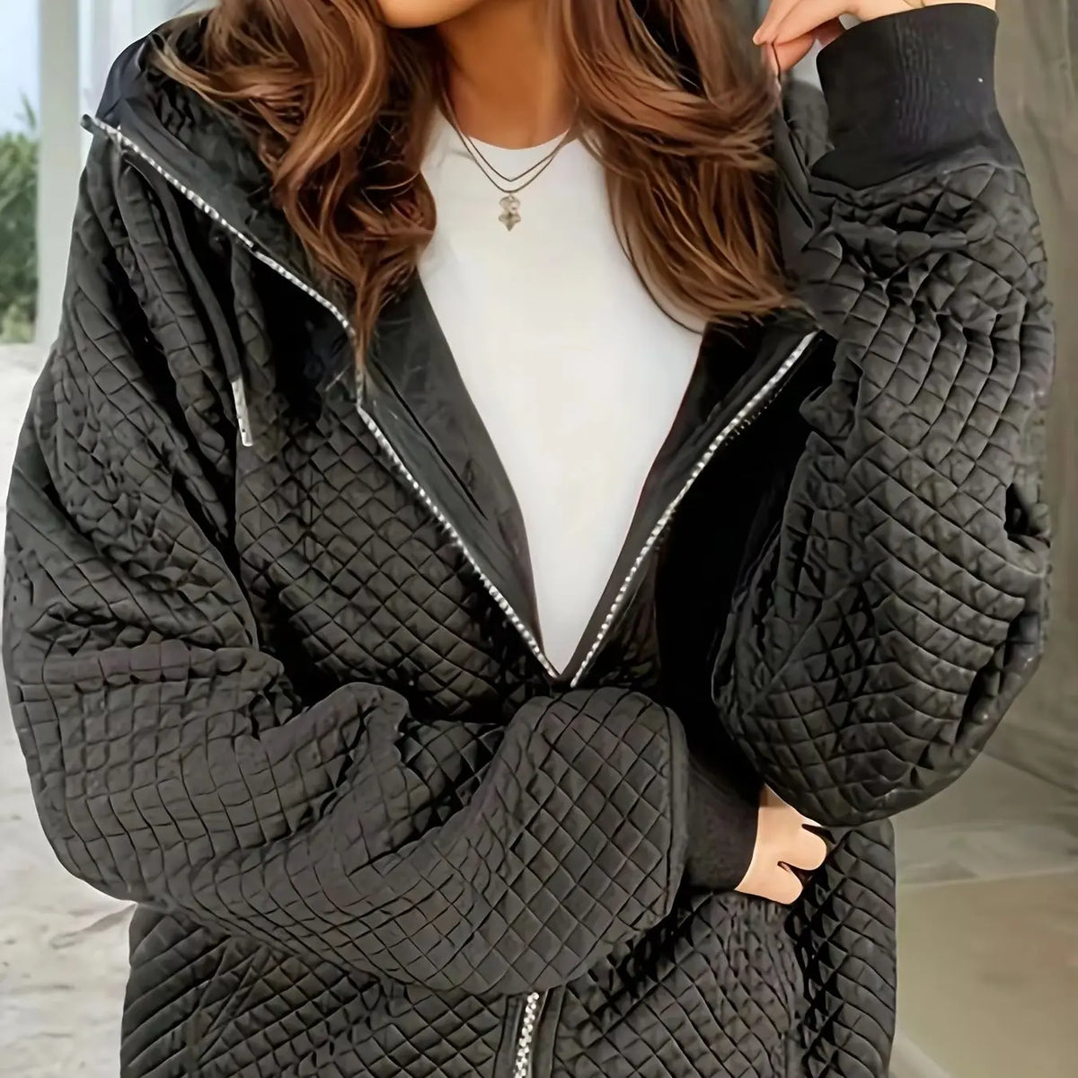 Plus Size Zipper Fashion Jacket