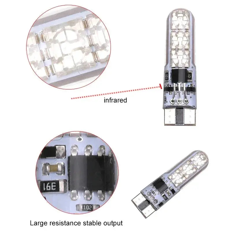 2x T10 W5W 501 Car Wedge Side Light RGB Waterproof Bulb