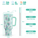 Meoky 40oz Tumbler Handle Straw Stainless Steel Cup Gift