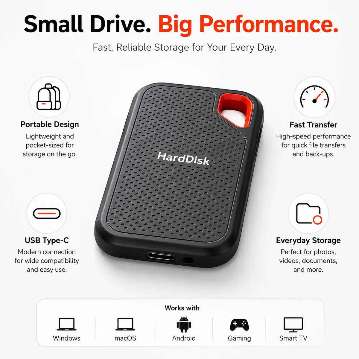 1TB Portable SSD External Hard Drive USB 3.1 High-Speed Storage for Laptop/Mac/PC Compact & Durable