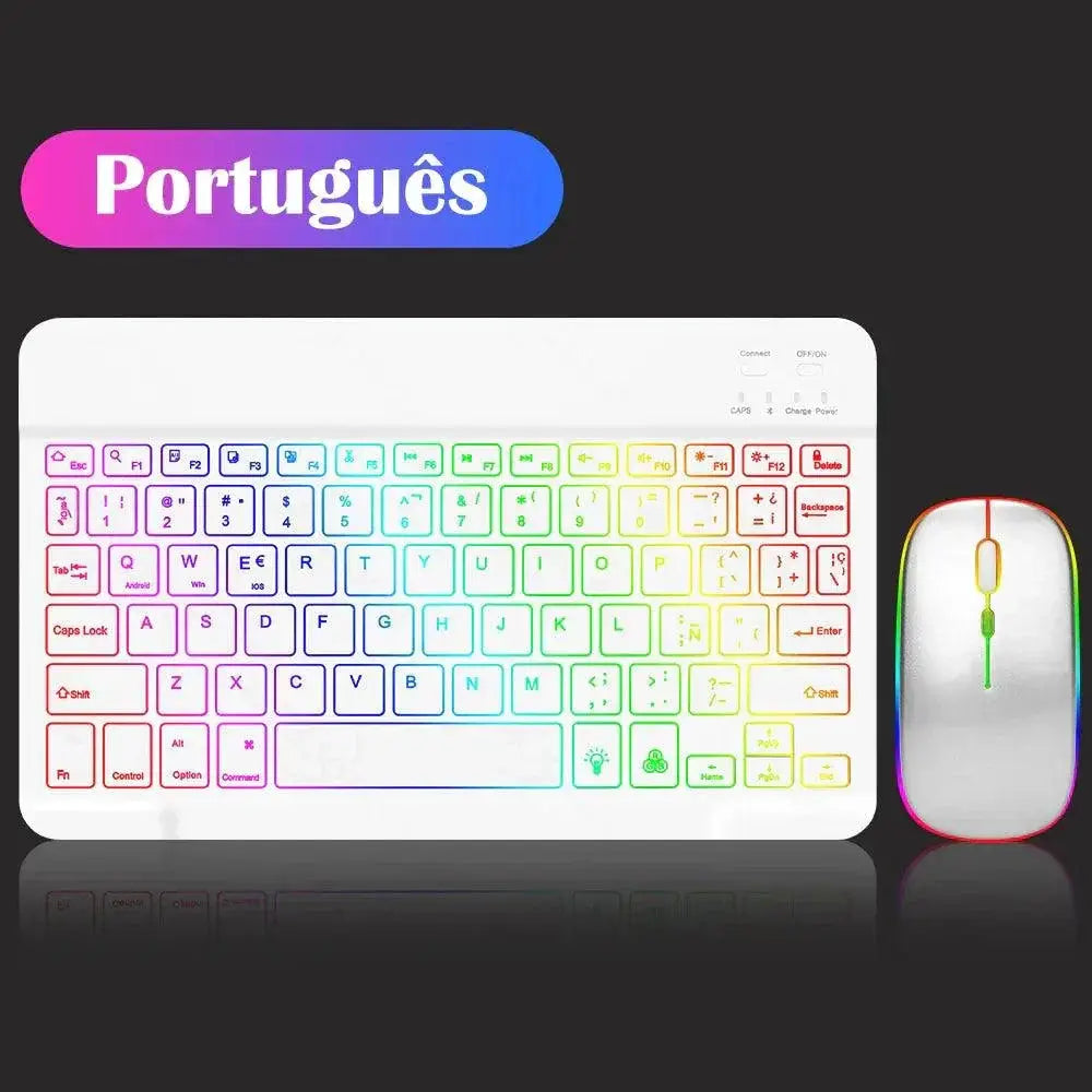 Rainbow Backlit Wireless Keyboard And Mouse Set Portable — product view 11