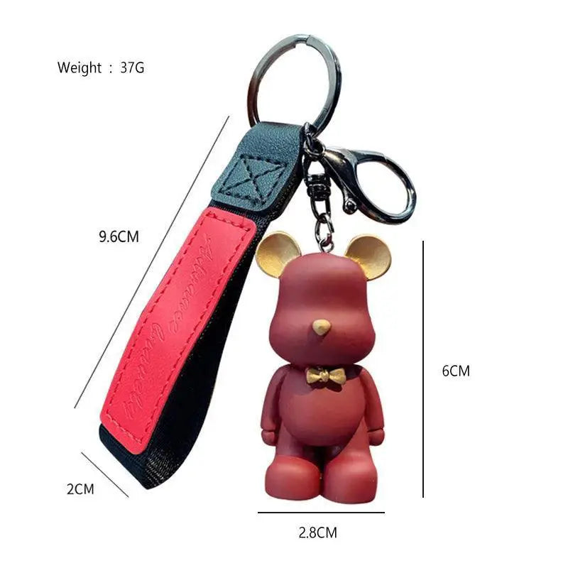 Crystal Bow Tie Bear Keychain Charm Pendant Cute Accessory