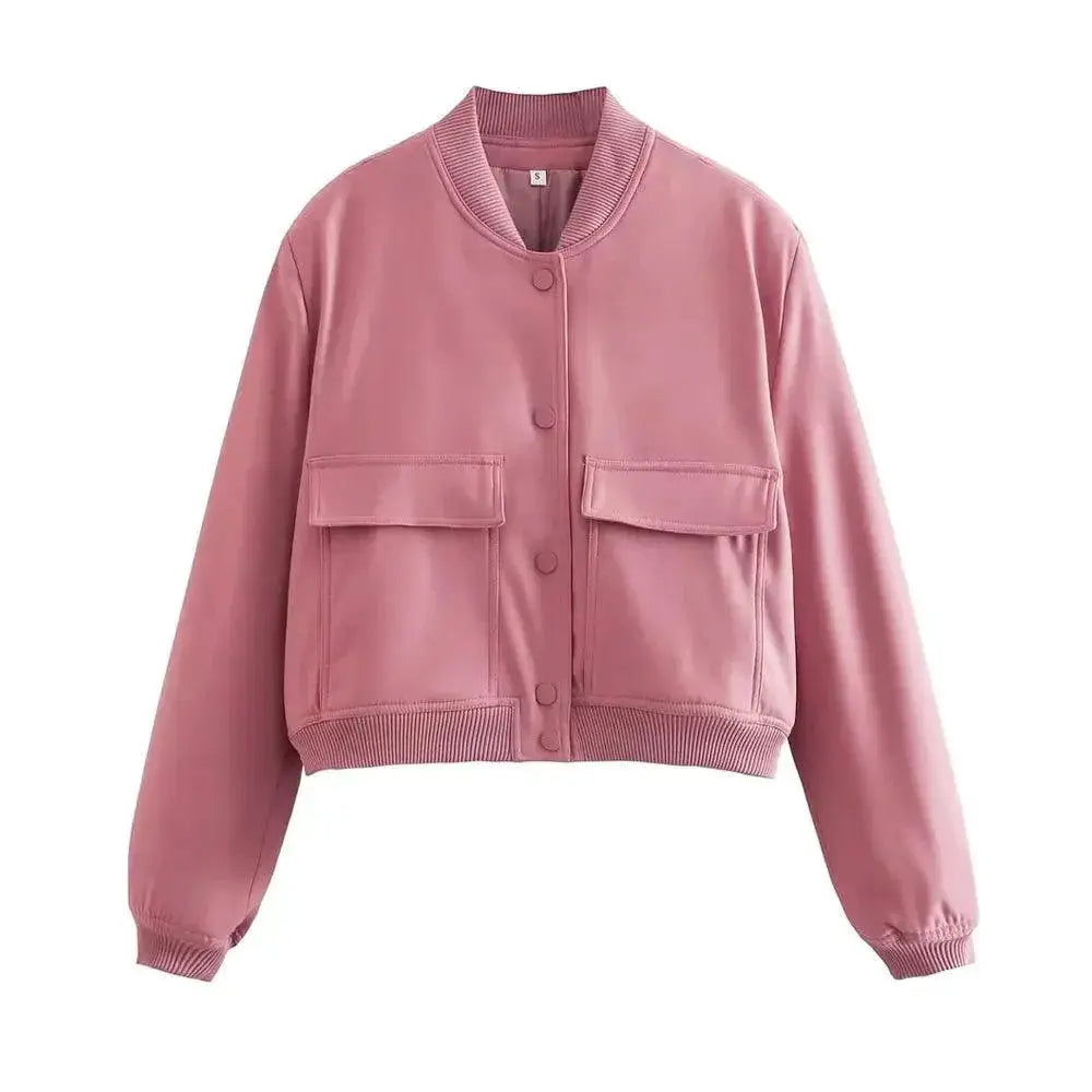 TRAF Women Vintage Bomber Jacket Stylish Outerwear For You