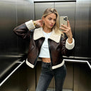 Fleece Suede Faux Fur Coat