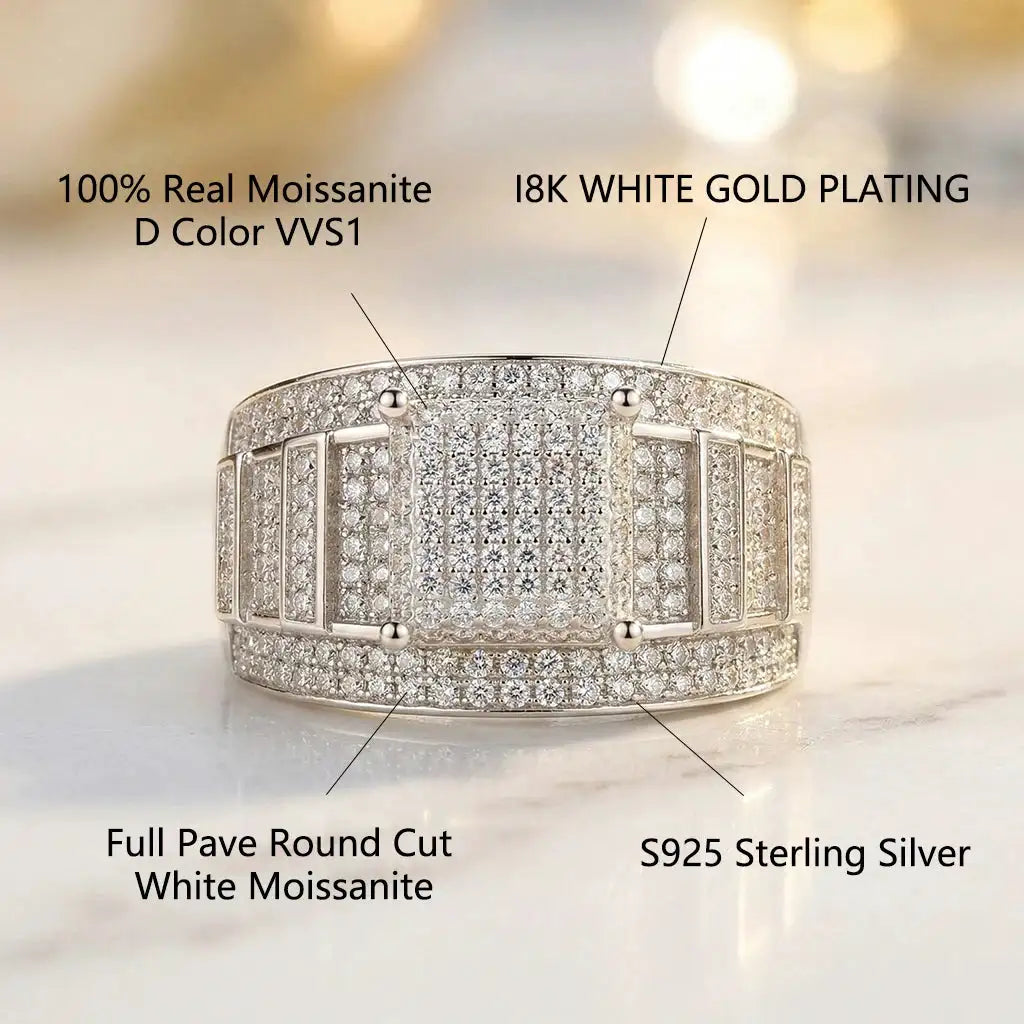 Moissanite Ring in Sterling Silver Heavy — product view 2