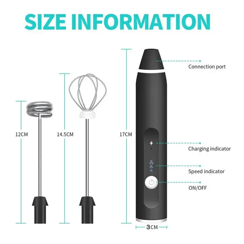 Portable Wireless Rechargeable Milk Frother Handheld Blender