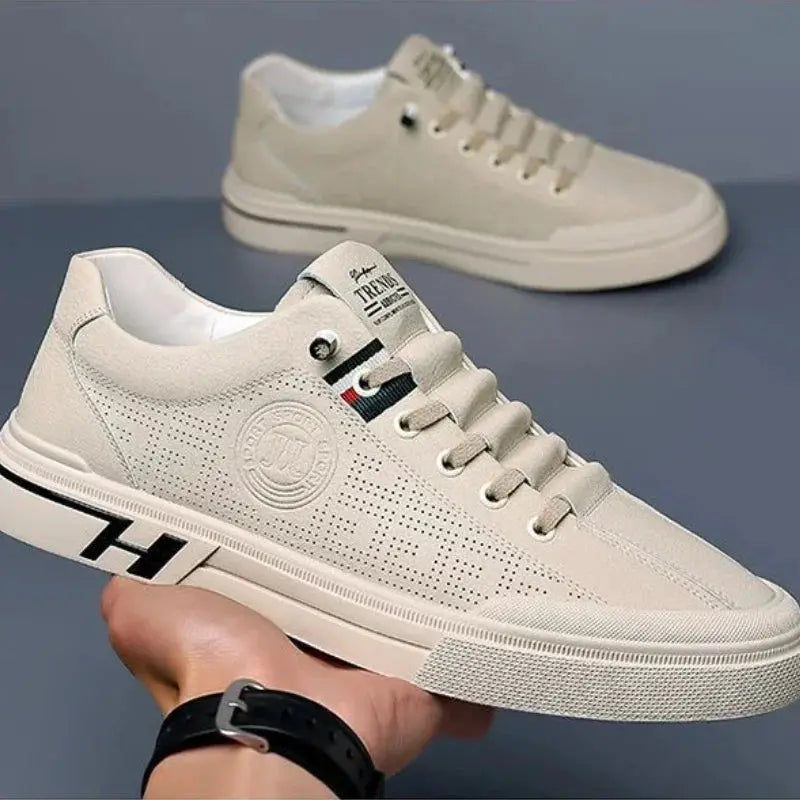 Mens Sneakers 2024 Autumn Embossed Breathable White Shoes
