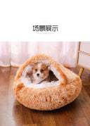 Winter Dog Plush Round Bed Mattress for Small Medium Pets