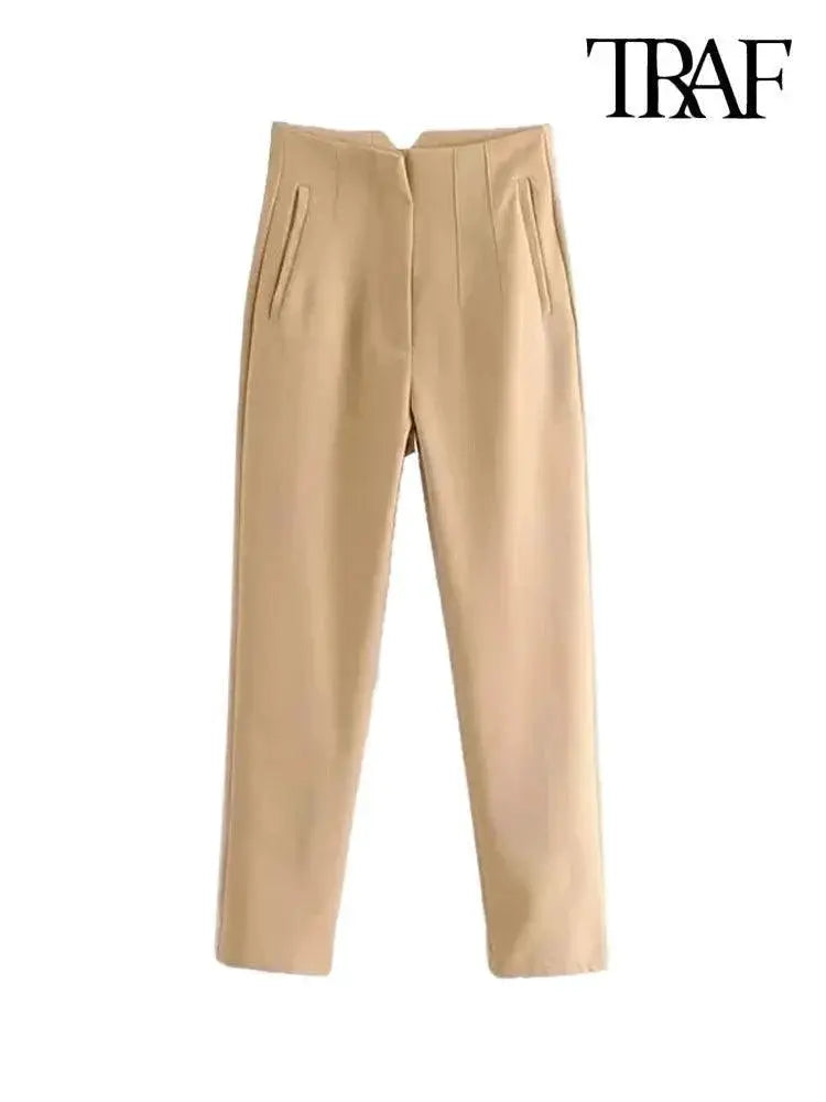 Vintage High Waist Zipper Pencil Pants For Women Classic