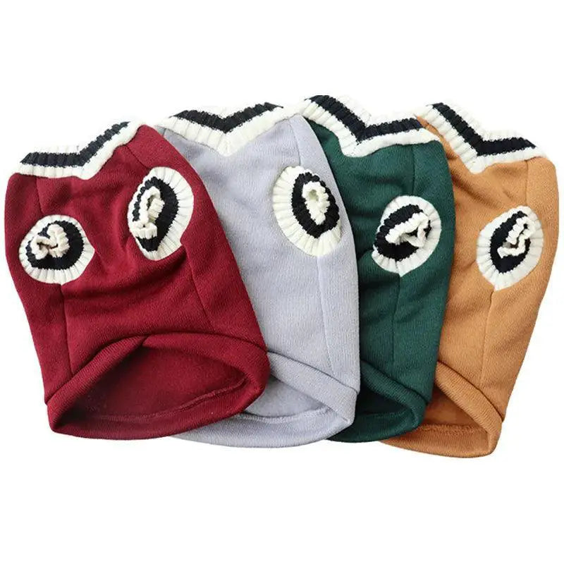 College Style V Neck Pet Sweater For Small Medium Dogs Cats