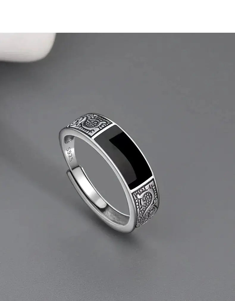 925 Sterling Silver Men's Ring High Quality Luxury black Gem For Men Wedding Fine Jewelry Accessories Party Gifts