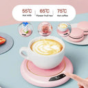 USB Cup Warmer With 3 Temperature Settings 55C 65C 75C Pink Keeps Drinks Warm