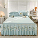 Lace Washed Cotton Bed Skirt Twin Queen Size Bedspread Set