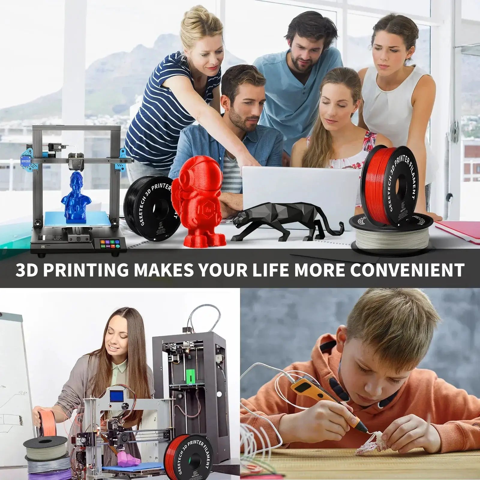 Geeetech ABS 3D Filament 1.75mm 1kg Non-Toxic Colors Pack