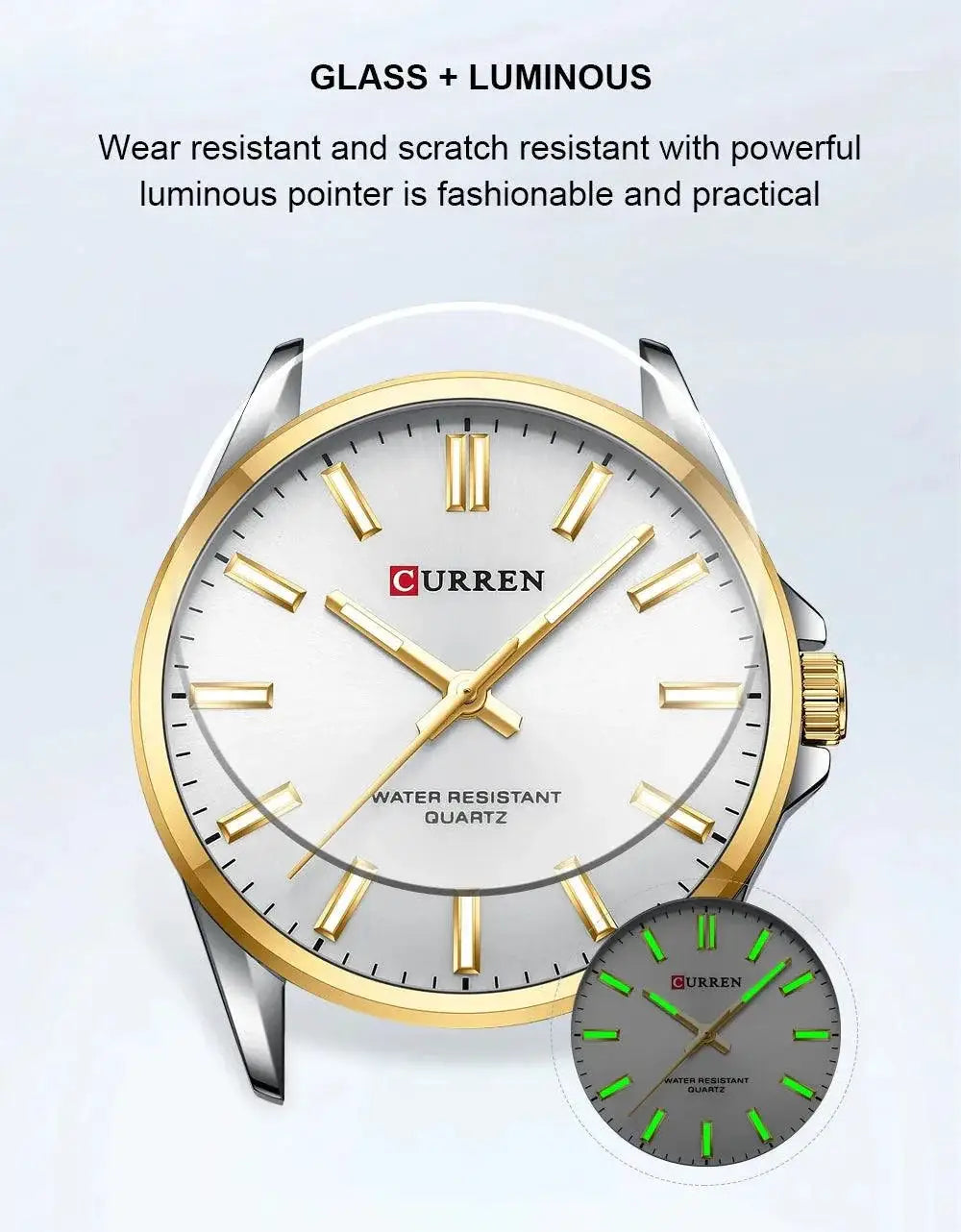 Quartz Stainless Steel Couple Watches With Illuminating Dial