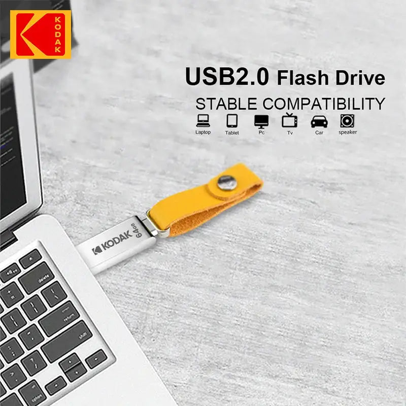 10pcs/lot Metal KODAK USB 2.0 PenDrive 32GB 64GB 128GB K122 USB Flash Drive Memory Disk U Stick Wholesale