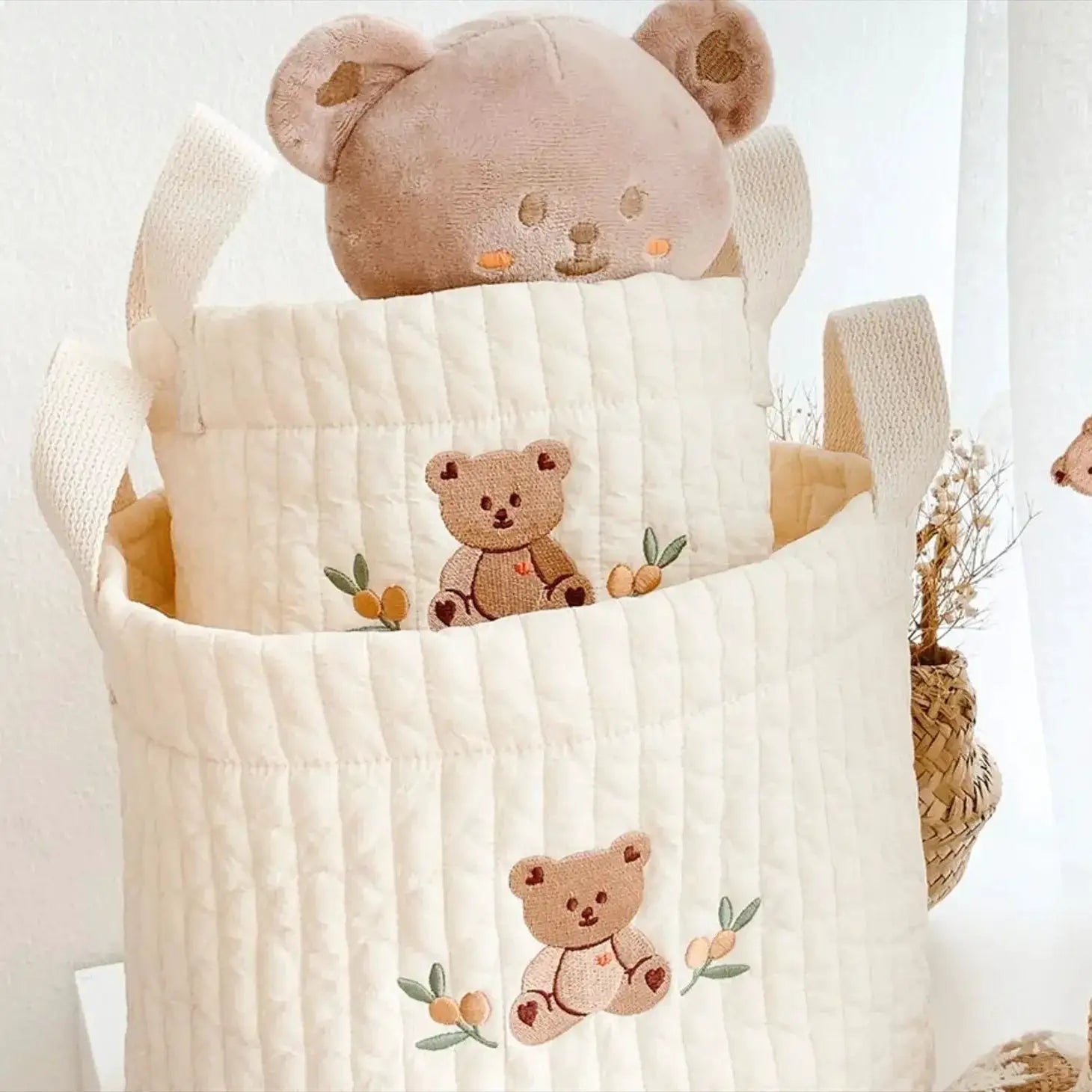 INS Baby Bags Cute Bear Embroidery Diaper Bag Caddy