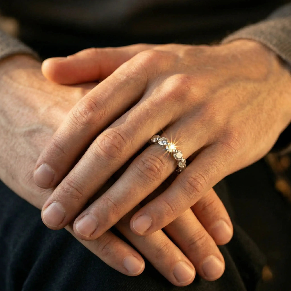 Moissanite Ring in Sterling Silver Wave — product view 4