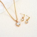 3 Piece Double Heart Jewelry Set For Women Necklace Earrings Rhinestone Gift