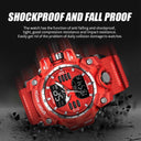 Sports Watch Red Dual Display Stylish Military Timepiece