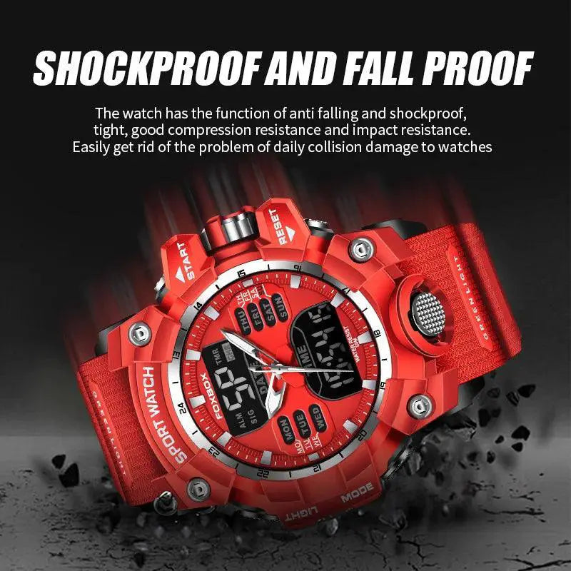 Red Dual Display Sports Watch Military Style Timepiece