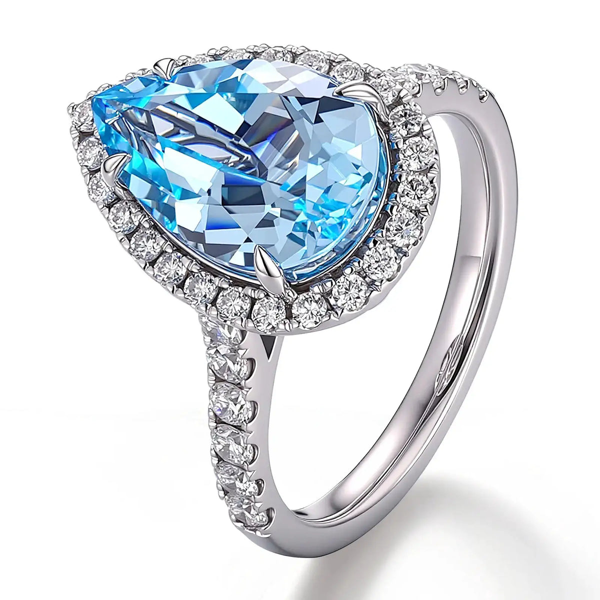 Sterling Silver Silver Blue Gem Droplet Ring Women — product image 3
