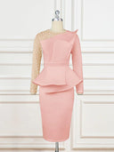 Pink African Style Evening Dress - Elegant Slim Fit Wear