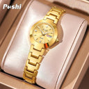 POSHI Women's Swiss Stainless Steel Watch Elegant Date Display