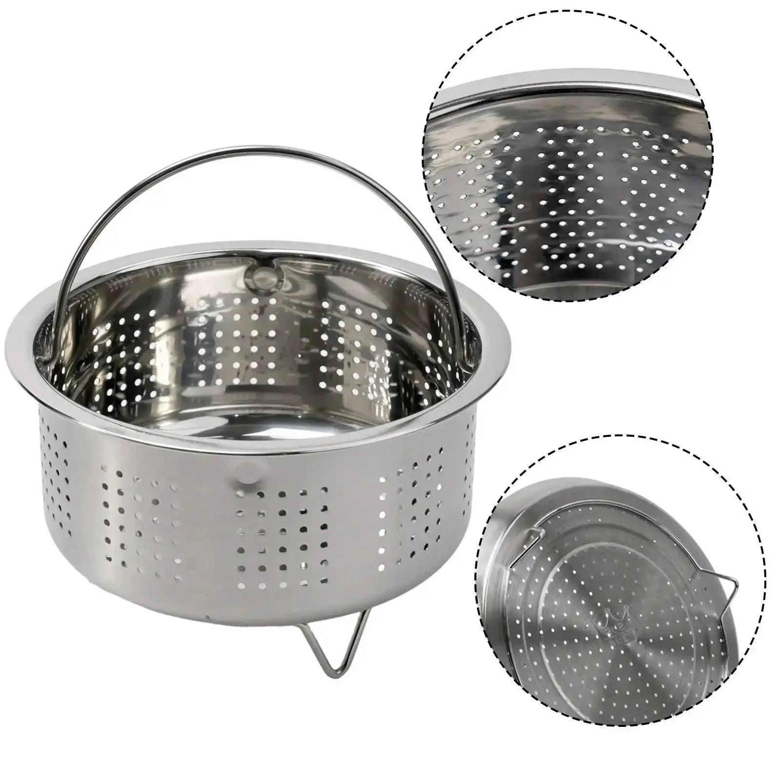 Stainless Steel Pot Steamer Basket With Silicone Handle