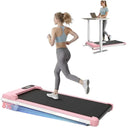 Pink Portable Quiet Incline Underdesk Walking Pad With Handlebars