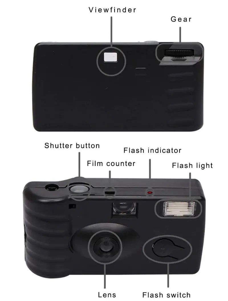 Film Camera Disposable 35mm Vintage Single Use Camara with Flash Retro One Time Use Kamera for Wedding Birthday Christmas Gifts
