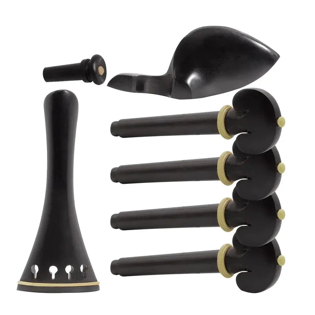 4 4 Violin Ebony Chinrest Tailpiece Tuning Pegs Endpins Set