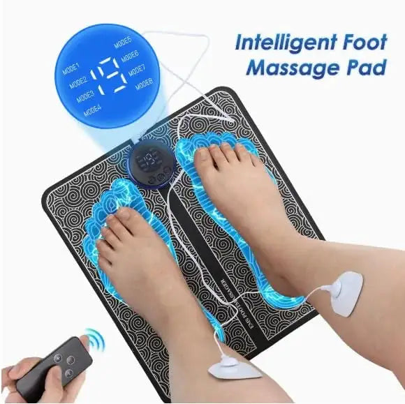EMS Electric Foot Massager Pad Portable Rechargeable 19 Levels 8 Modes Muscle Stimulator for Pain Relief Blood Circulation Home Office Travel