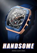Mens Colorful Multi Functional Tonneau Quartz Watch