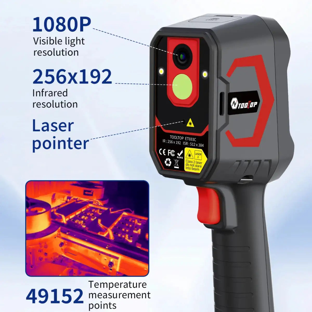 TOOLTOP ET693C 256*192 Infrared Thermal Camera 1080P Visible Light 2 in 1 Thermal Imager HVAC Floor Heating Electrical Repair