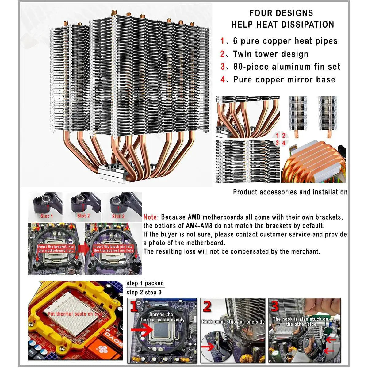 IWONGOU Hurricane Air Cooler CPU for Gaming and Workstations