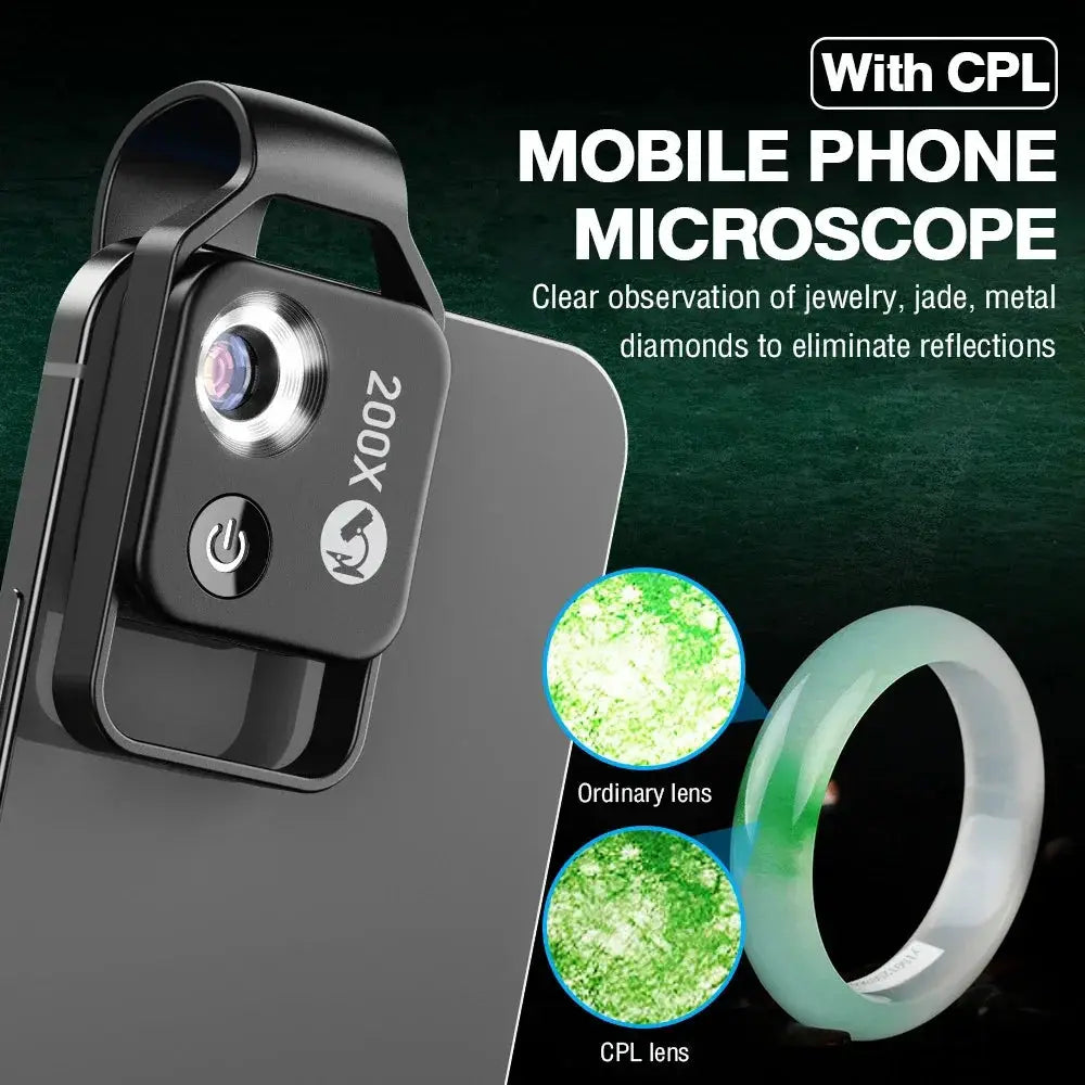 200X Magnification Microscope Lens With CPL Mobile LED Light - OurLum.com