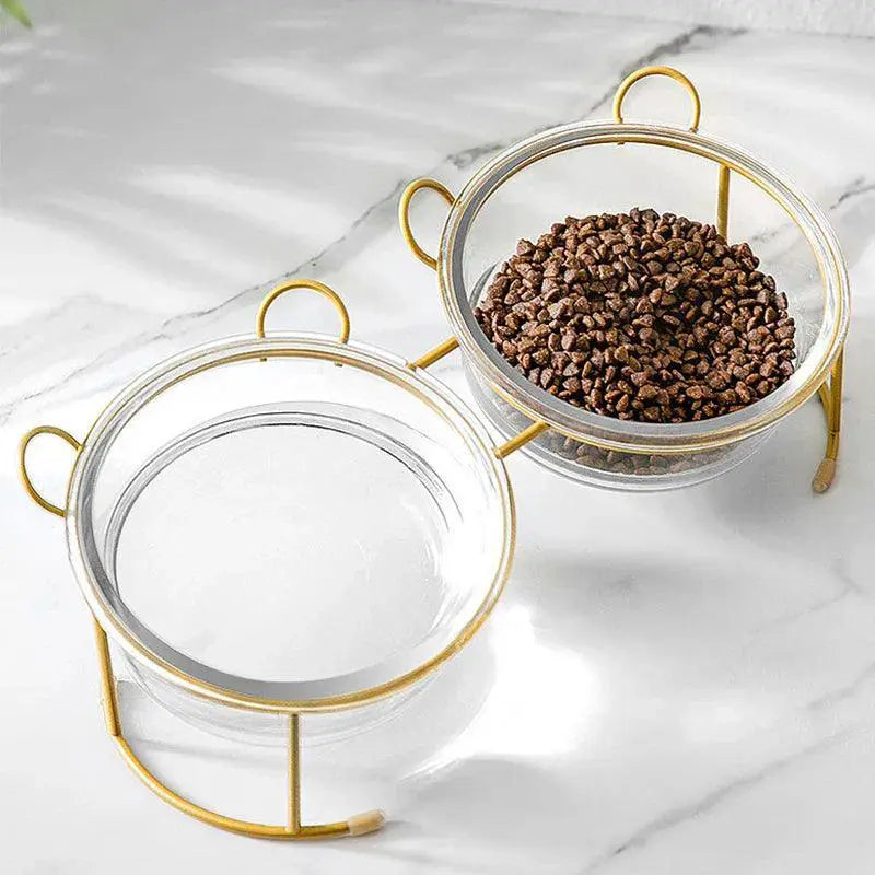 Elevated Glass Cat Bowls With Stand For Stylish Feeding