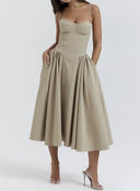 New Fashion Sexy Backless One Cut Collar Strap Dress