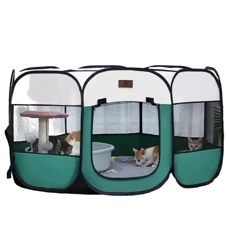 Foldable Outdoor Cat Tent for Summer Use — Green