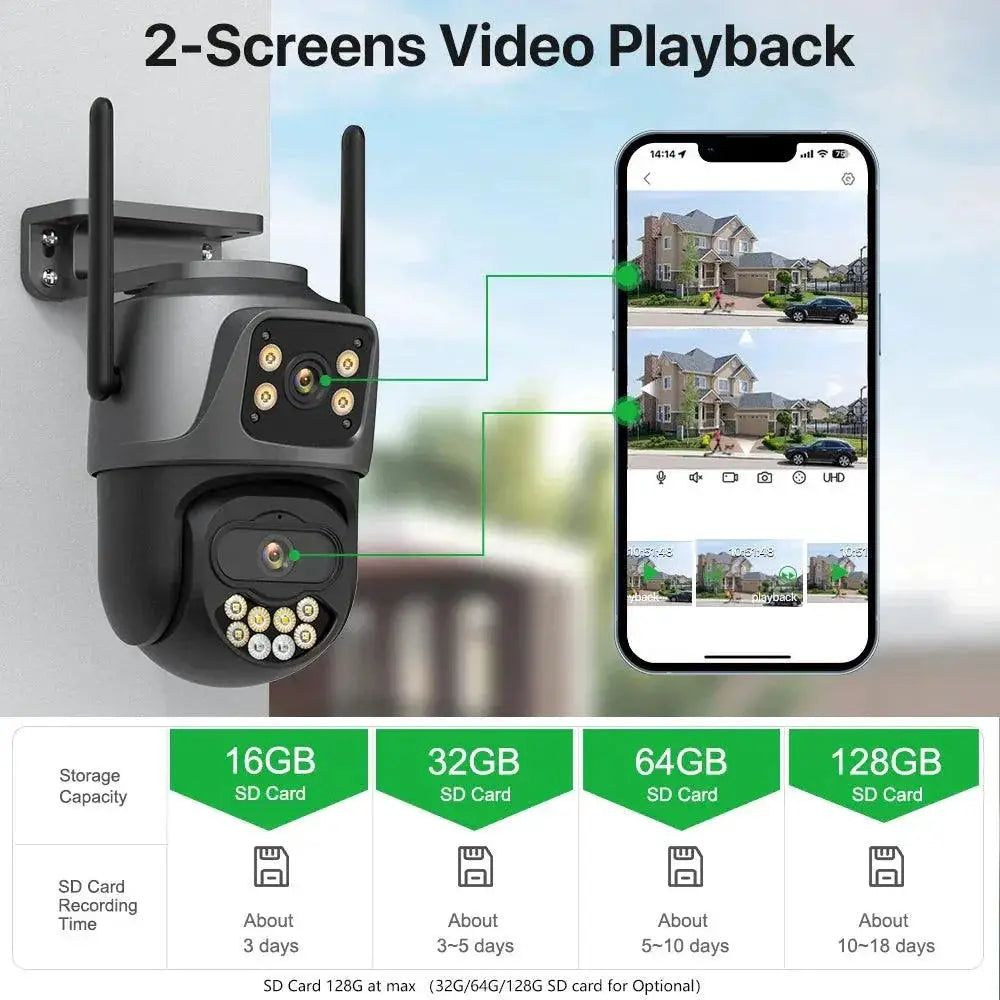 Advanced Outdoor AI Dual Lens PTZ Security Camera 4K