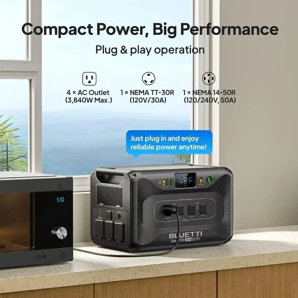 【Renew】BLUETTI Apex 300 Portable Energy Station 2764.8Wh LFP Solar Backup 3840W Continuous 7680W Peak Six AC Ports Dual Voltage Black Start For Home RV Emergency