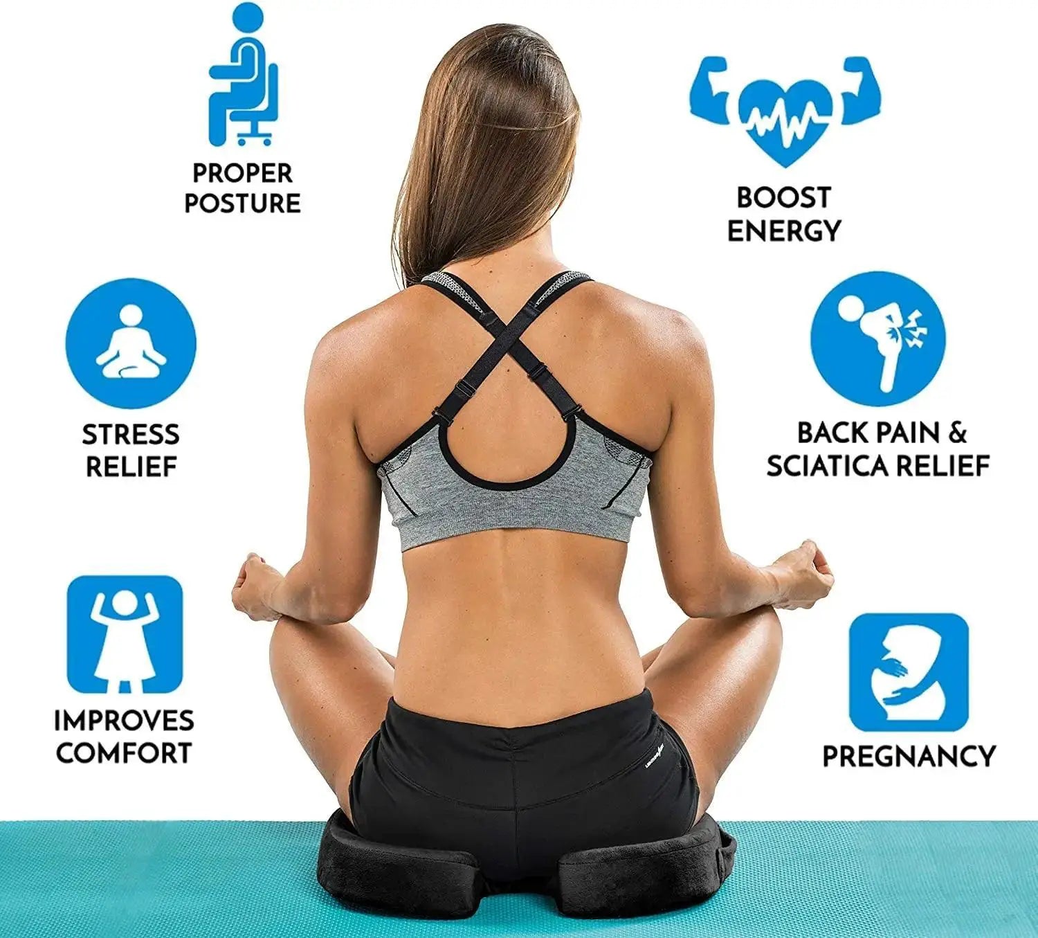 U Shaped Gel Memory Foam Travel Cushion For Tailbone Relief