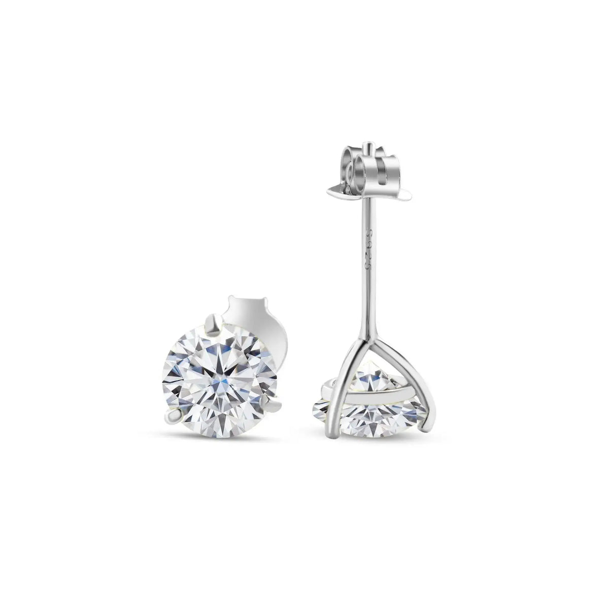 Moissanite Stud Earrings in Sterling Silver Carat — product view 1